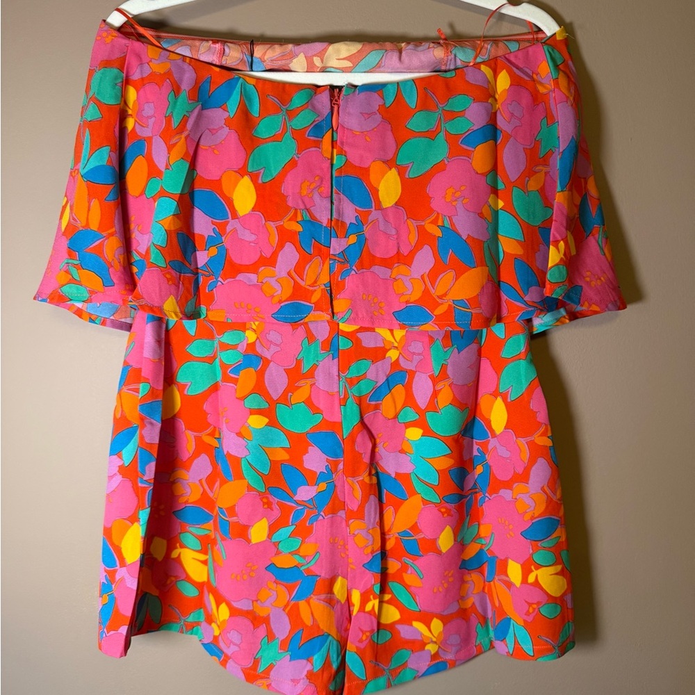 Sugarlips Strapless Floral Romper in Bright Pink Multi - Picture 4 of 7